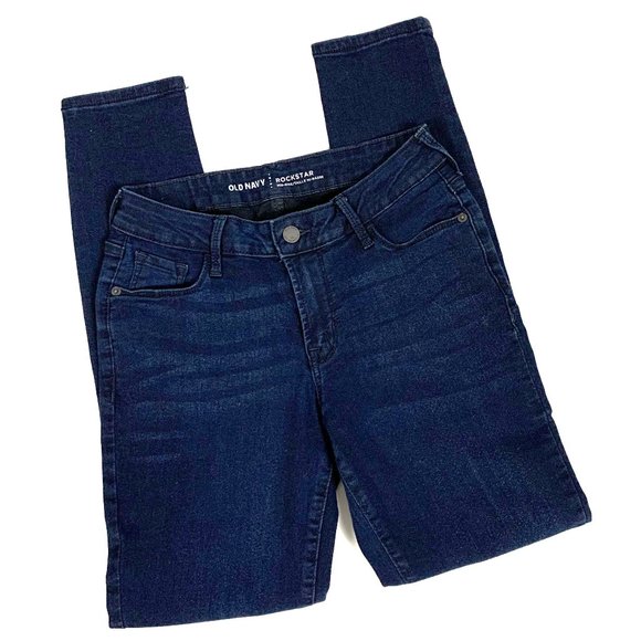 Old Navy Dark Wash Rockstar Midrise Skinny Jeans - Size 4 - Picture 3 of 7